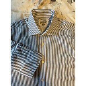 TM Lewin Non Iron Dress Shirt French Cuff Regular Fit Two Fold Cotton London EUC